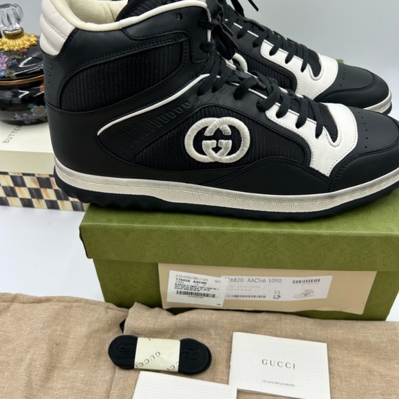 Men’s Gucci Mac 80 high top leather sneakers size 13 made in Italy - Picture 5 of 11